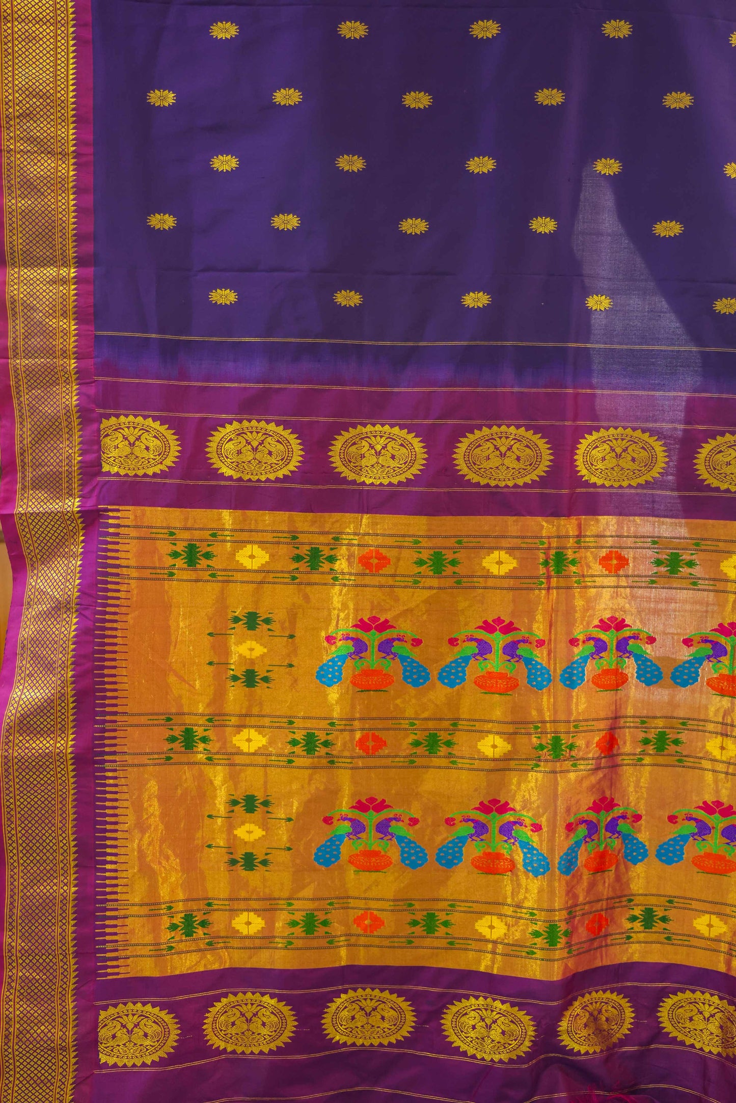 Paithani Muga Silk Saree Blue & Magenta