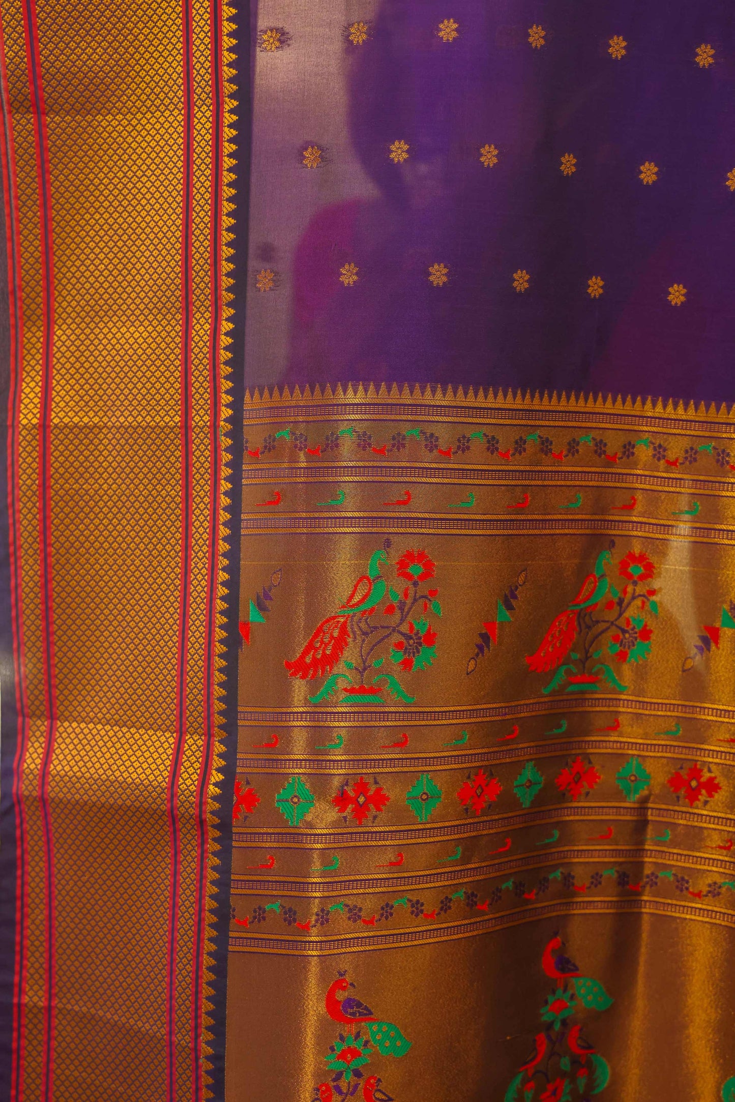 Tussar Silk Kalanjali Paithani Saree Purple