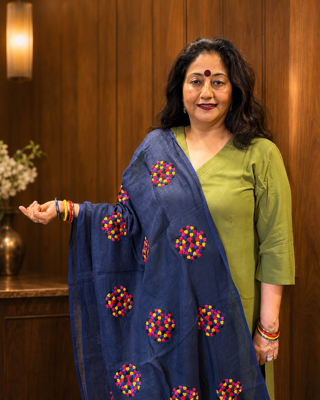 Blue Linen Cotton Dupatta