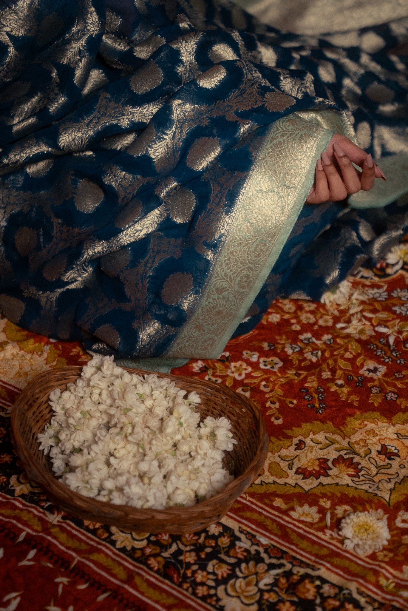 Blue Khaddi Chiffon Saree