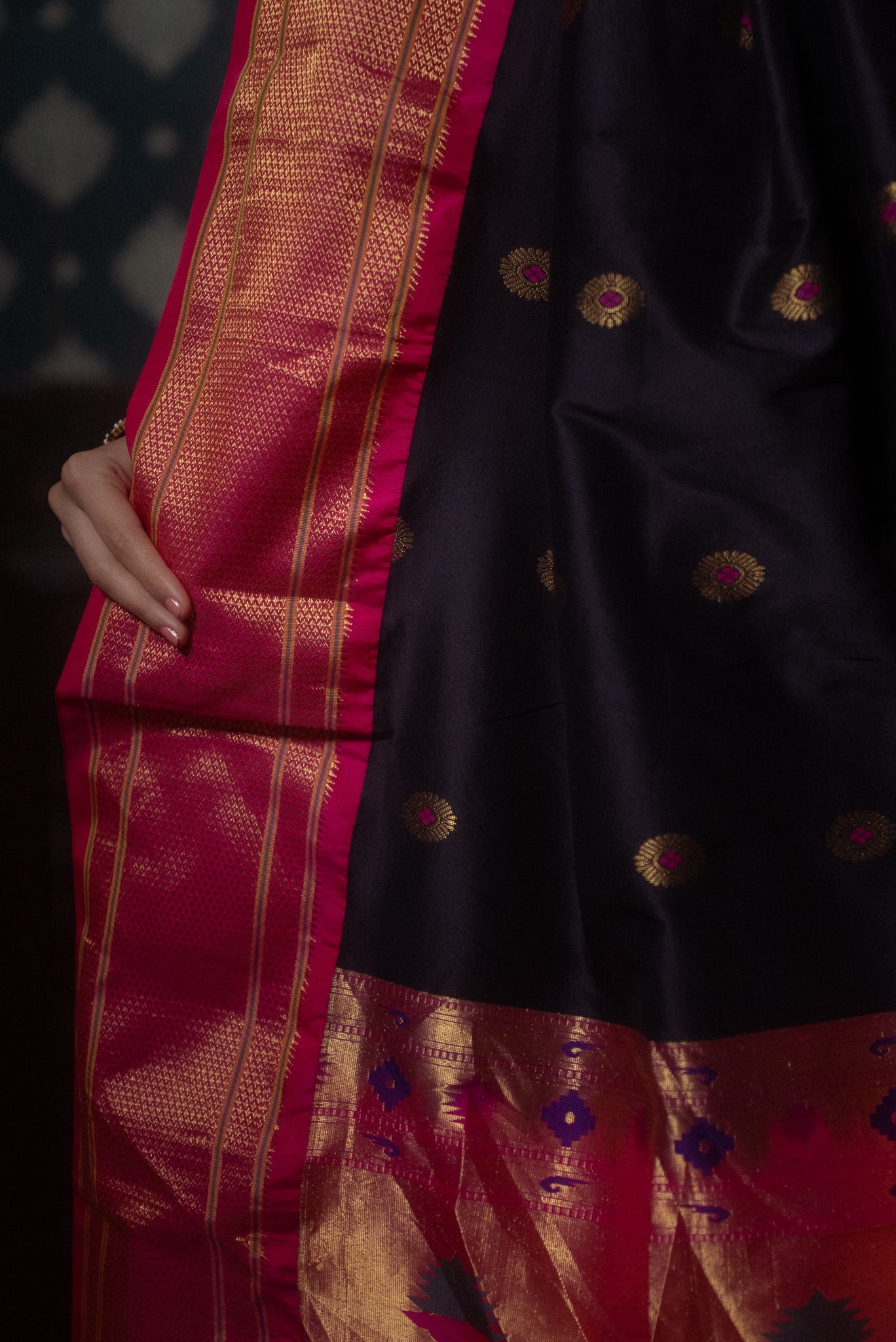 Dark Wine Mulberry Silk Paithani Saree