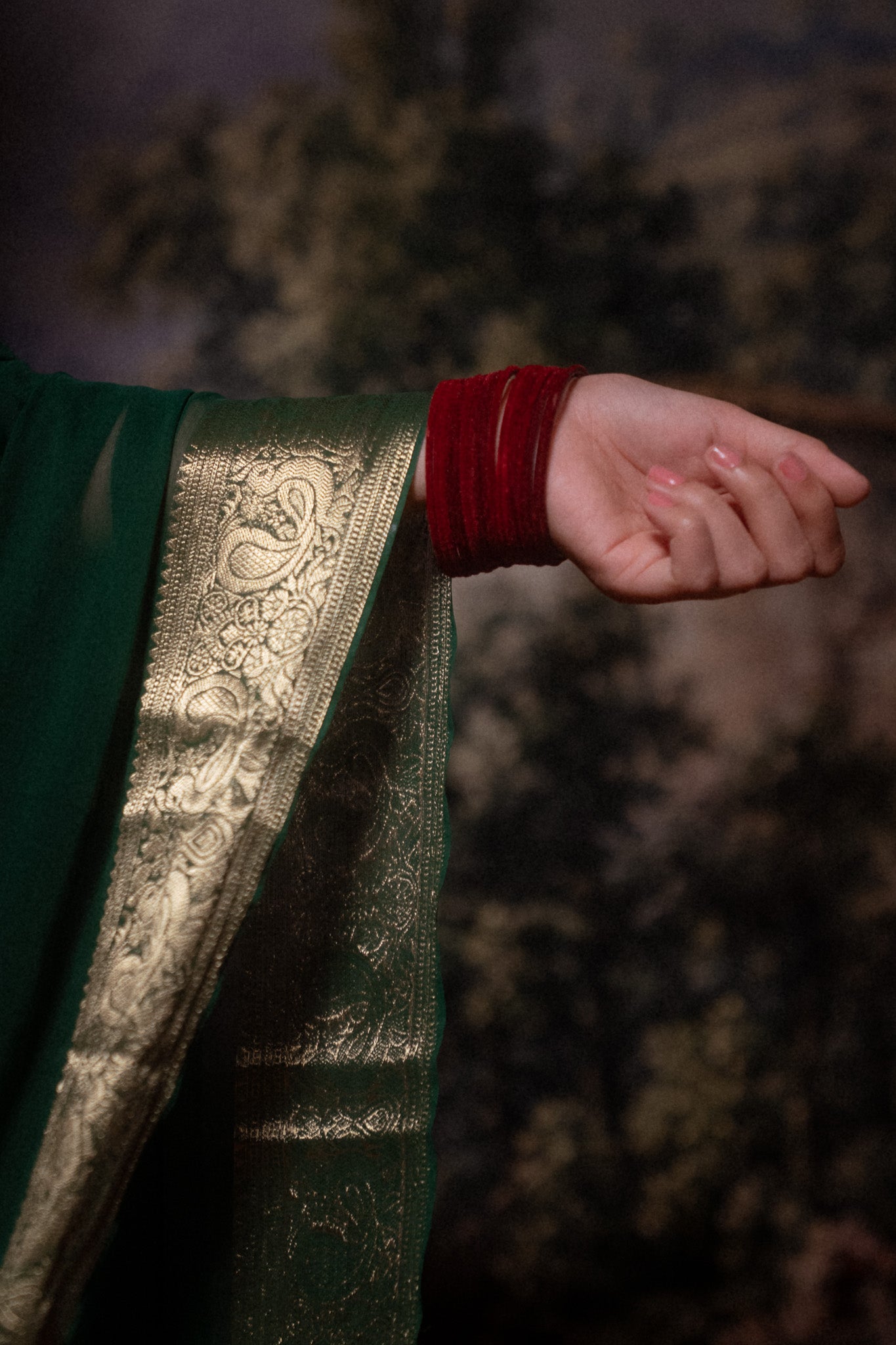 Dark Green Georgette Saree