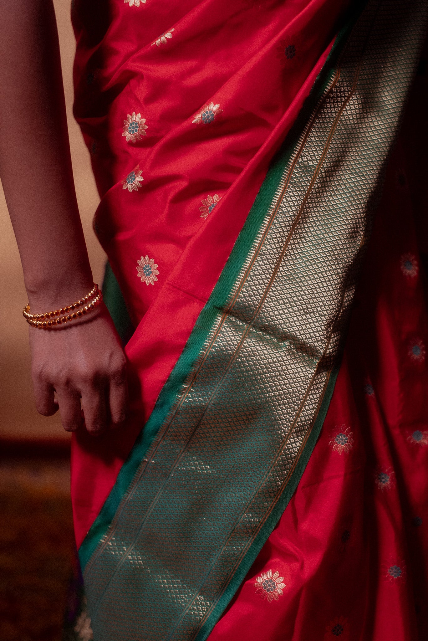 Red Mulberry Silk Paithani Saree