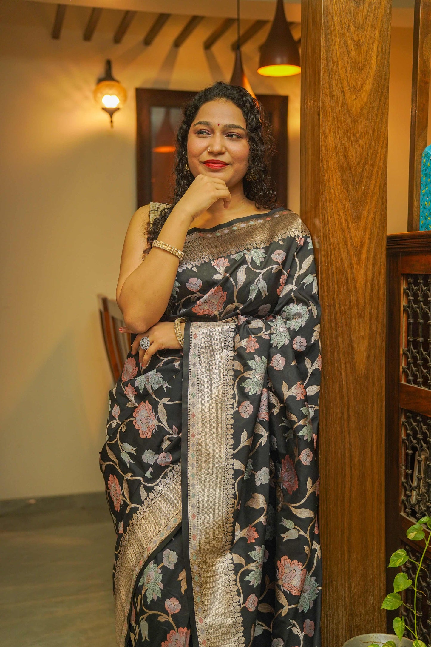 Black Muga Silk Saree