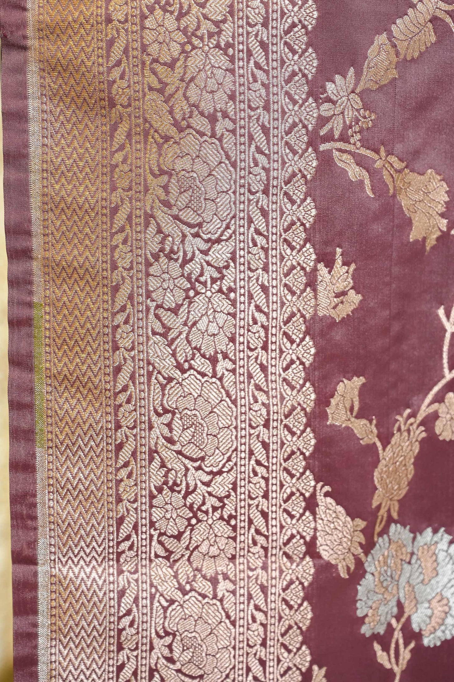 Dusty Grape Wine Katan Silk Banarasi Saree