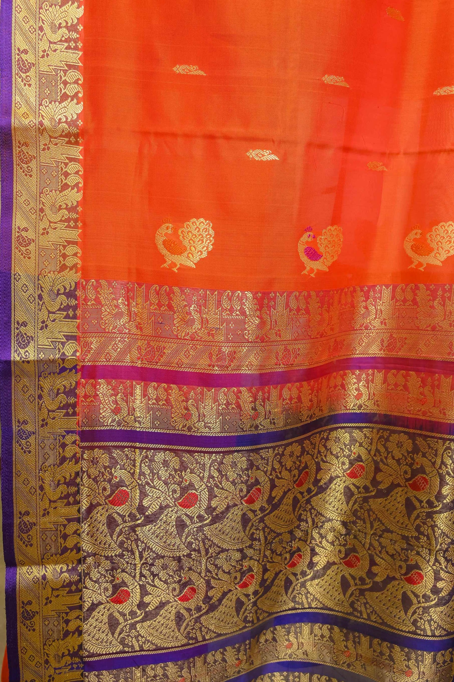 Orange Peshwai Silk Handcrafted Saree