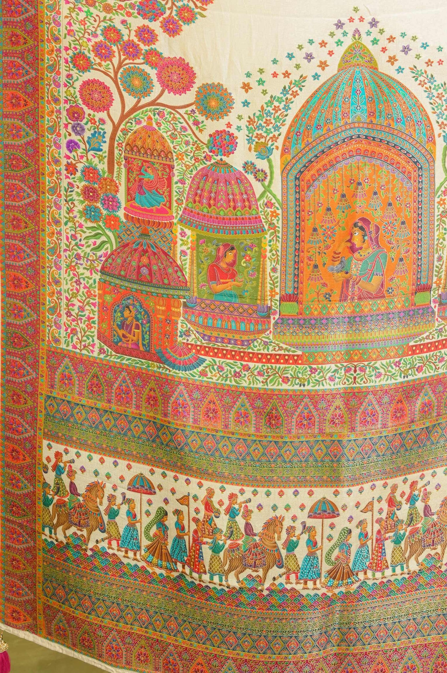 Cream Muga Silk Saree