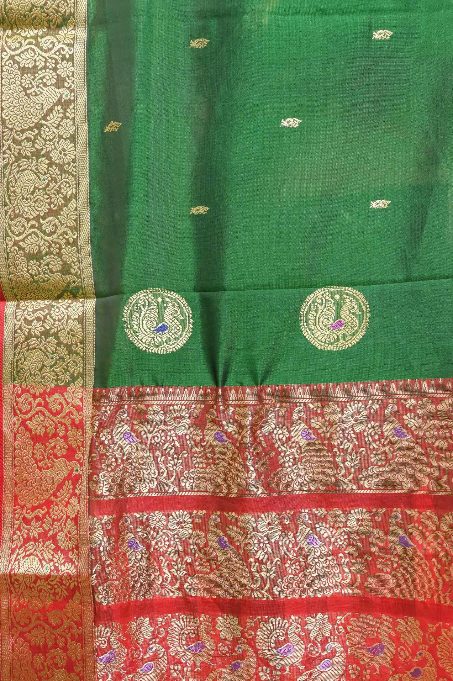 Green and Red Peshwai Silk Saree