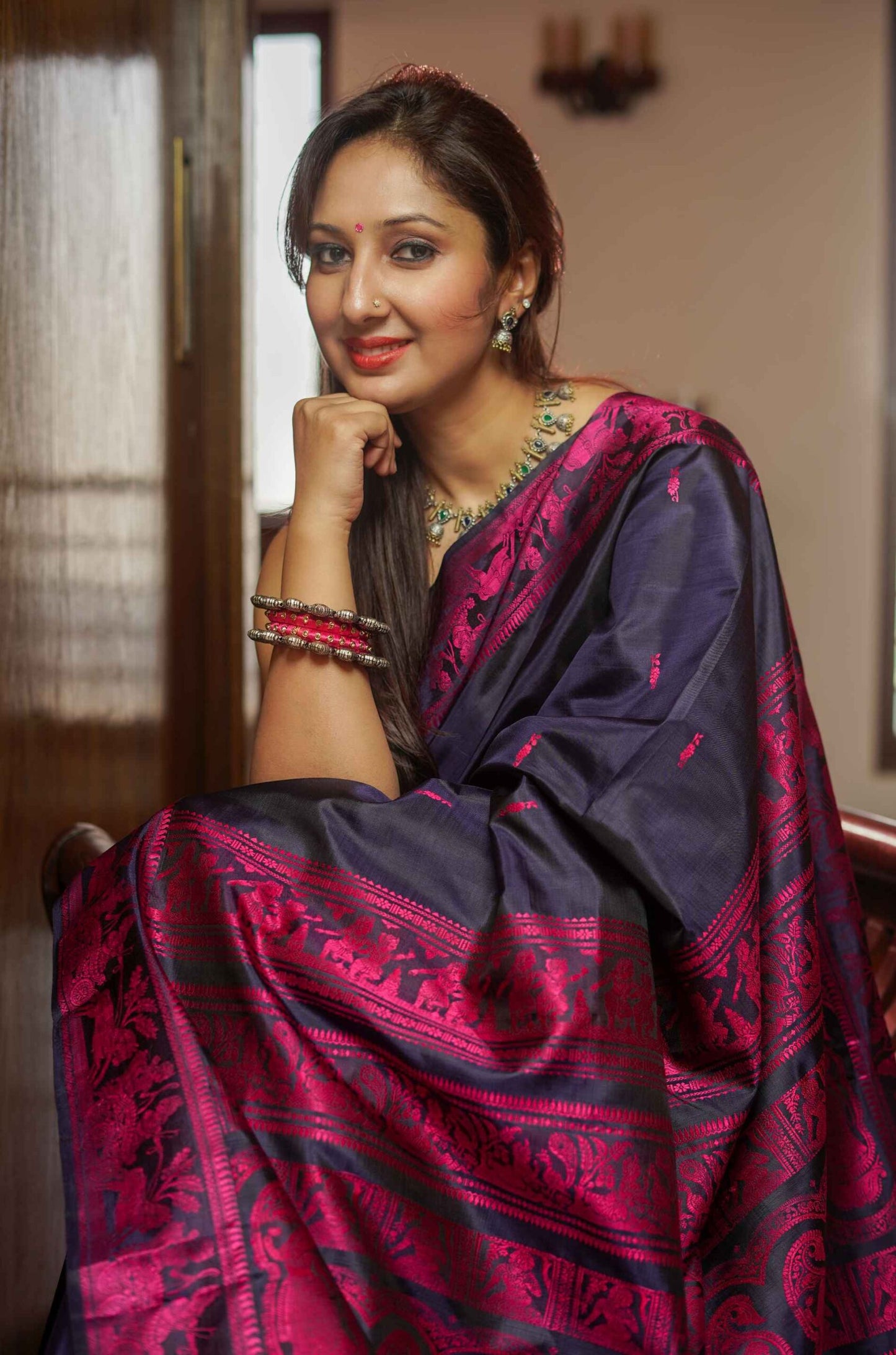 Vishnupuri Silk Baluchari Saree