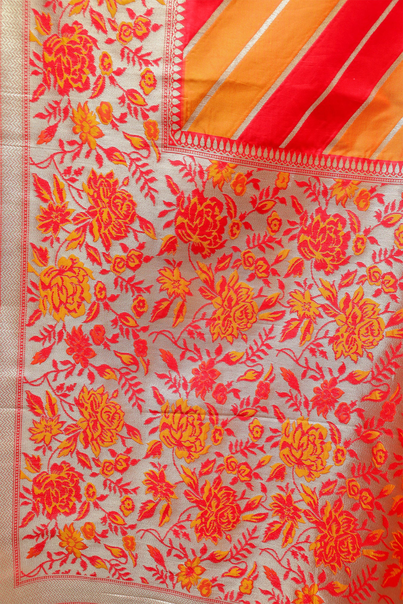 Red and Yellow Katan Silk Saree