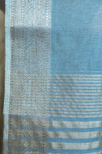 Load image into Gallery viewer, Bluish-Grey Cotton Tissue Saree

