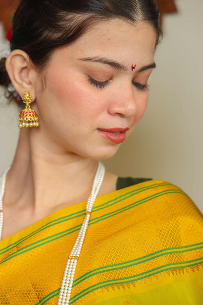Tussar Silk Kalanjali Paithani Saree Fluoro Yellow