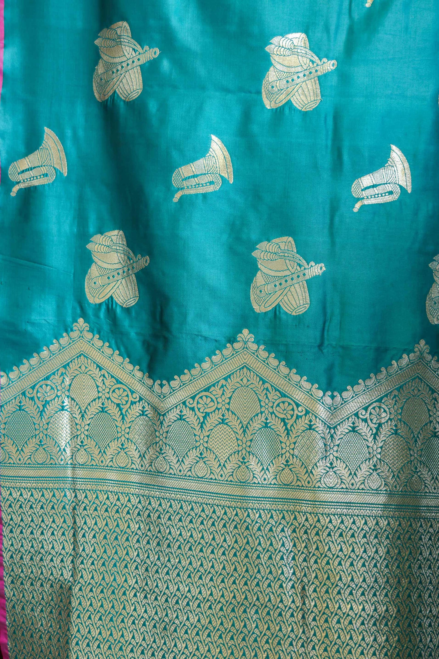 Soft Silk Saree Bluish Green & Silver