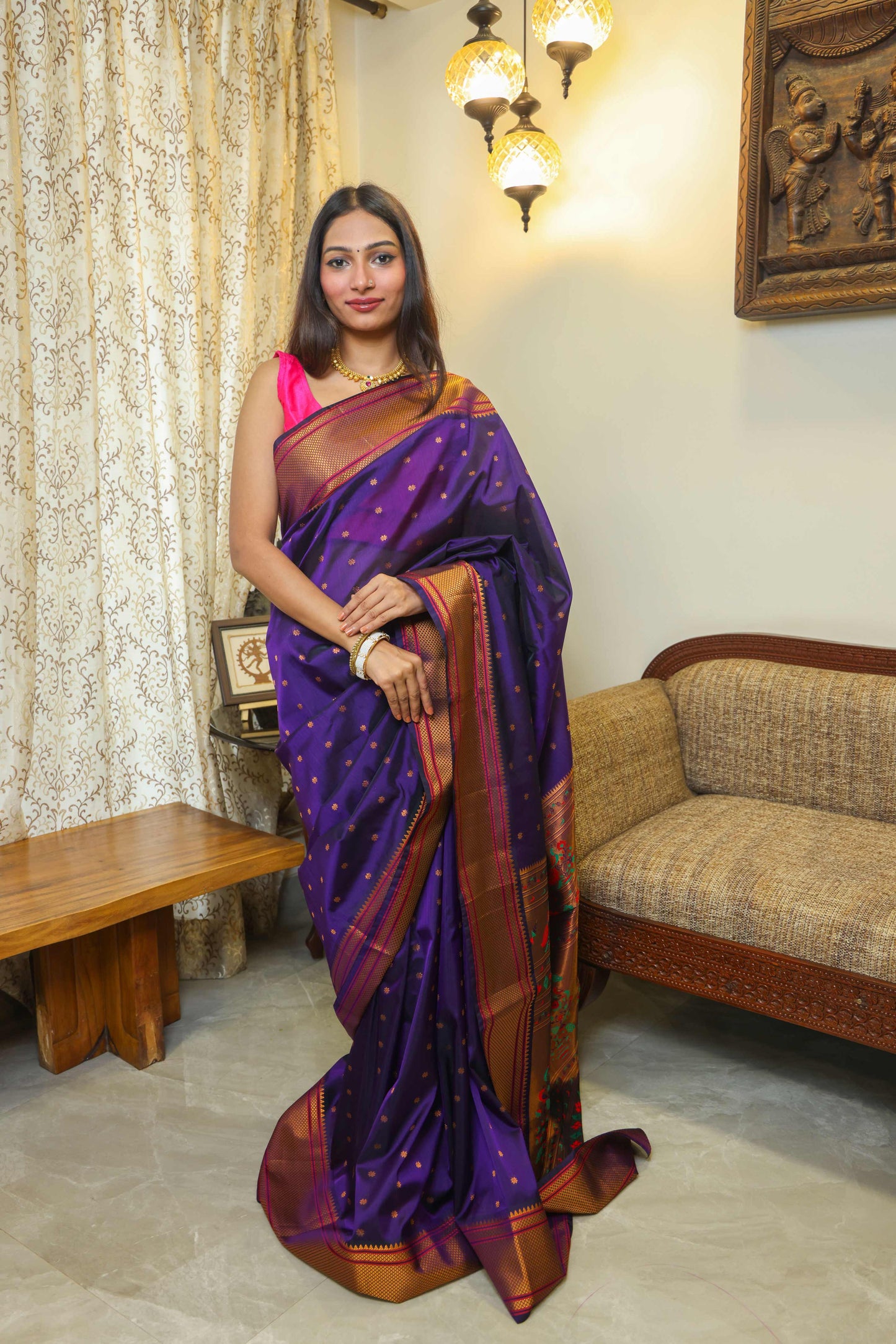 Tussar Silk Kalanjali Paithani Saree Purple