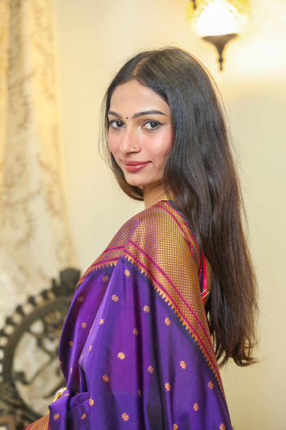 Tussar Silk Kalanjali Paithani Saree Purple