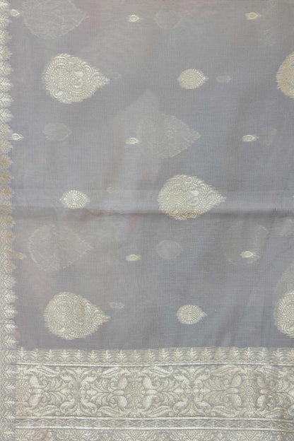 Grey Cotton Tissue Saree