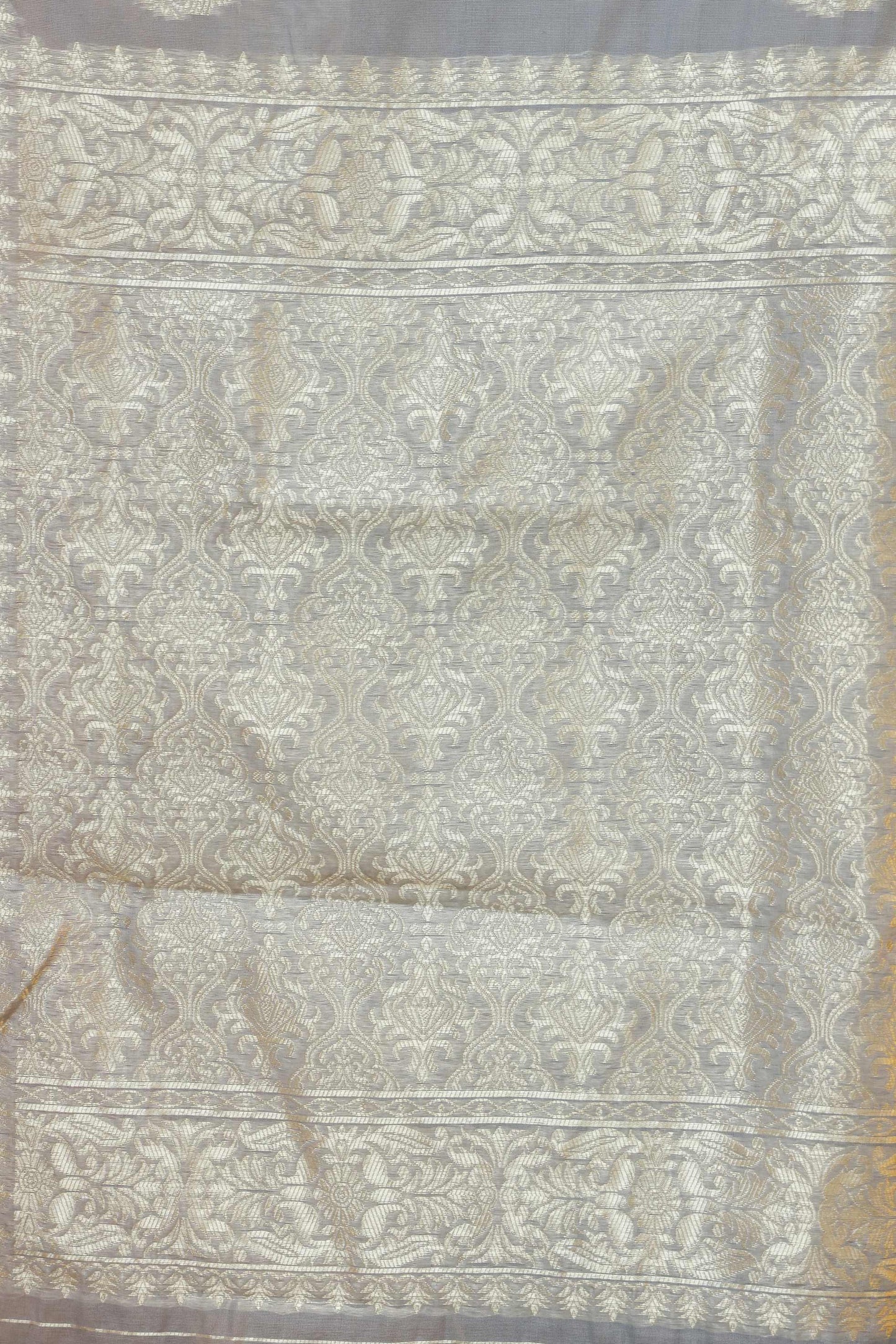 Grey Cotton Tissue Saree