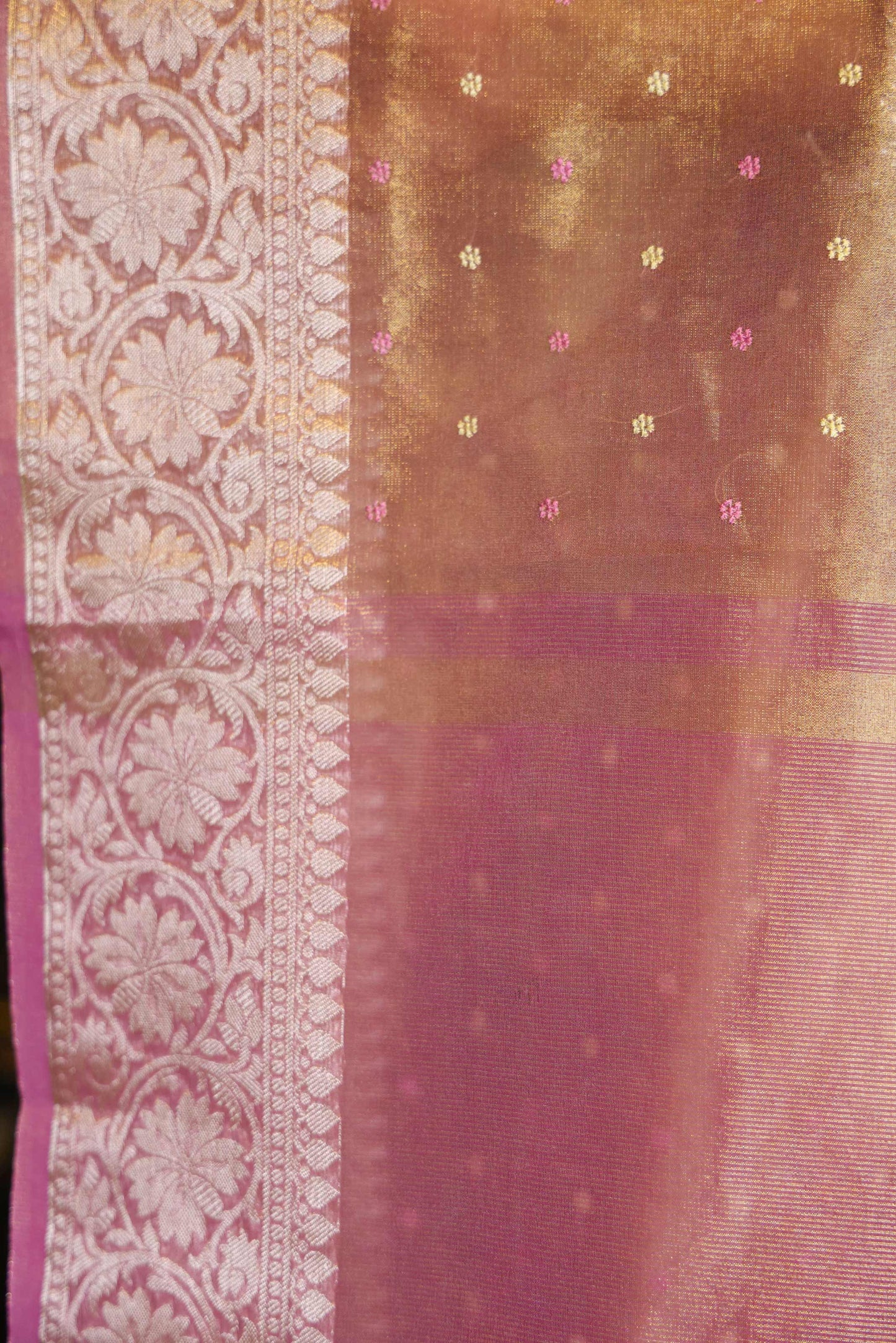 Chanderi Tissue Saree Rose Pink