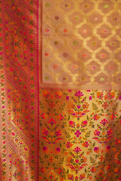 Tissue Silk Paithani Saree Peachish Pink