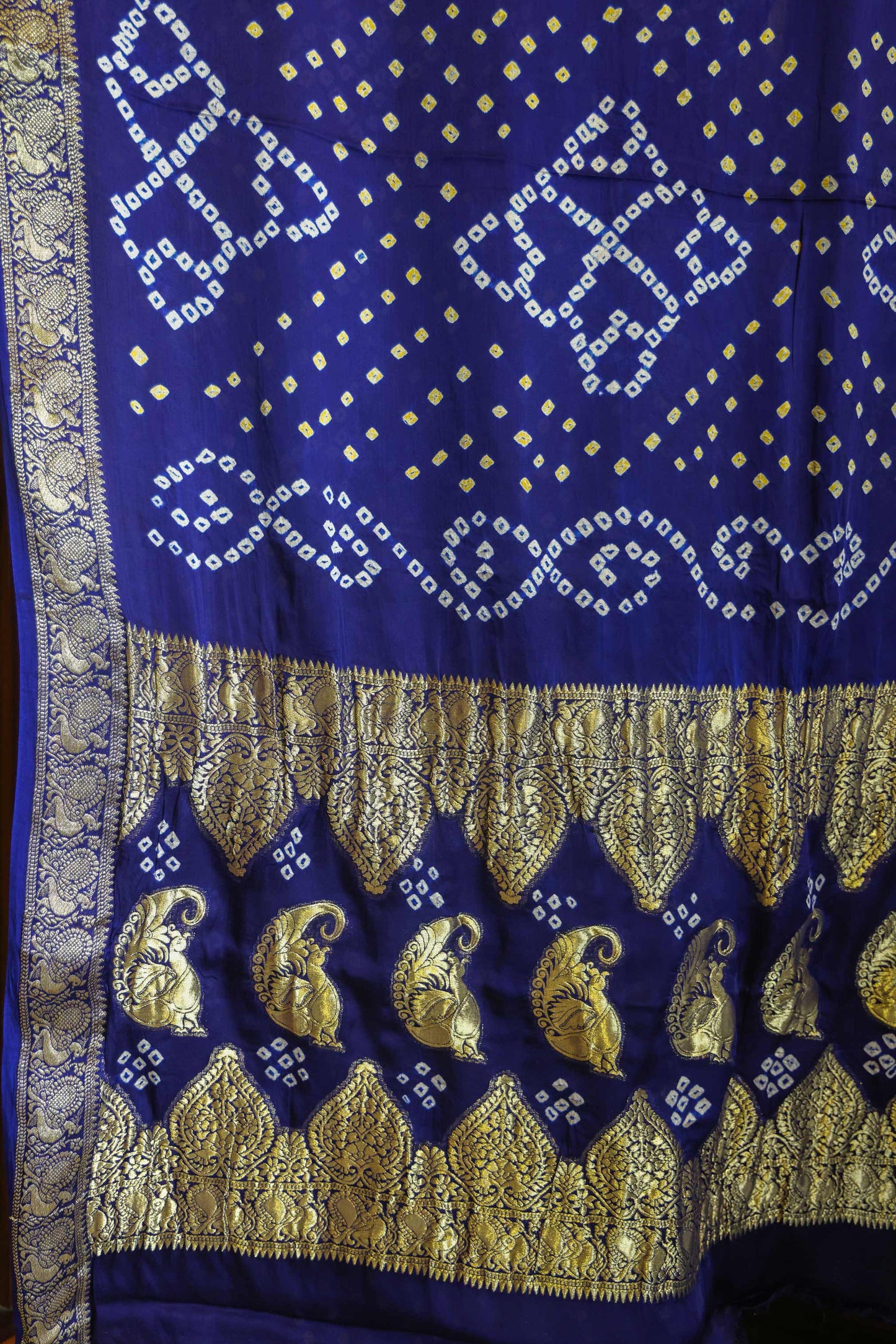 Gajji Silk Bandhani Saree Deep Blue