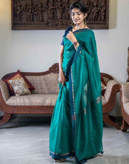 Green & Blue Silk Saree