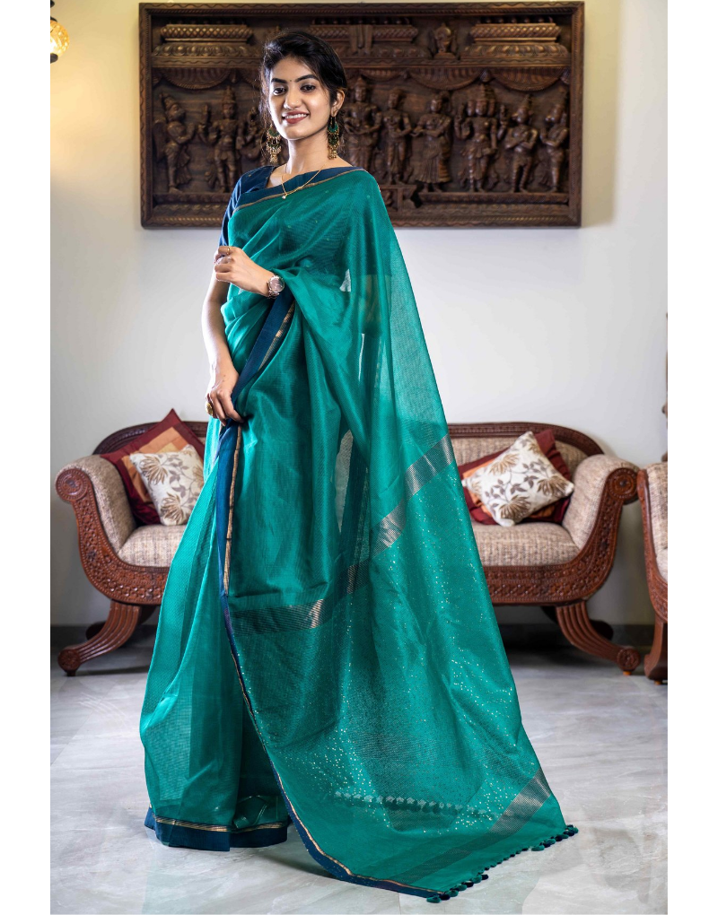 Green & Blue Silk Saree