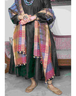 Load image into Gallery viewer, Resham Silk/ Teal Blue And Red/ Sequence Work With Zari And Tassels Dupatta
