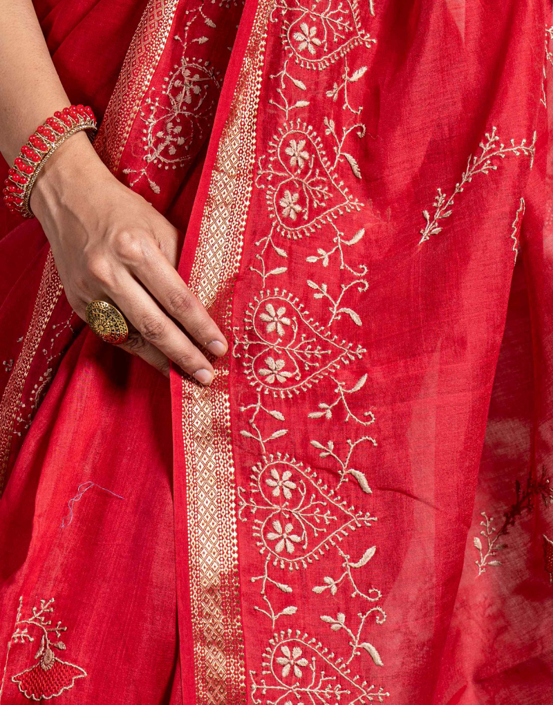 Maheshwari Saree (Red Colour)