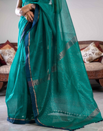 Load image into Gallery viewer, Green &amp; Blue Silk Saree

