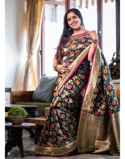 Black Katan Silk Saree