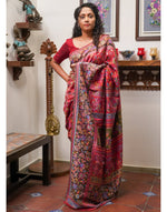 Load image into Gallery viewer, Wine Red Pashmina silk with Kanni weaves Saree
