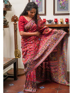 Load image into Gallery viewer, Wine Red Pashmina silk with Kanni weaves Saree
