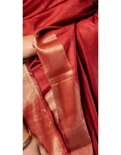 Muga Silk Red Saree