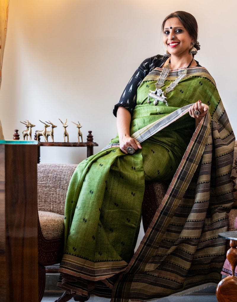 Green Tussar Silk Saree