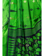 Load image into Gallery viewer, Green Knitted Flower Silk Saree
