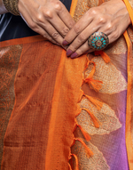 Load image into Gallery viewer, Kota silk-pink and orange with zari border Dupatta
