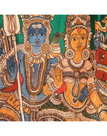 Load image into Gallery viewer, Green Silk Kalamkari Shiv Parvati Kurti
