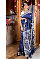 Load image into Gallery viewer, Vishnupuri Silk Deep Blue Zari Saree
