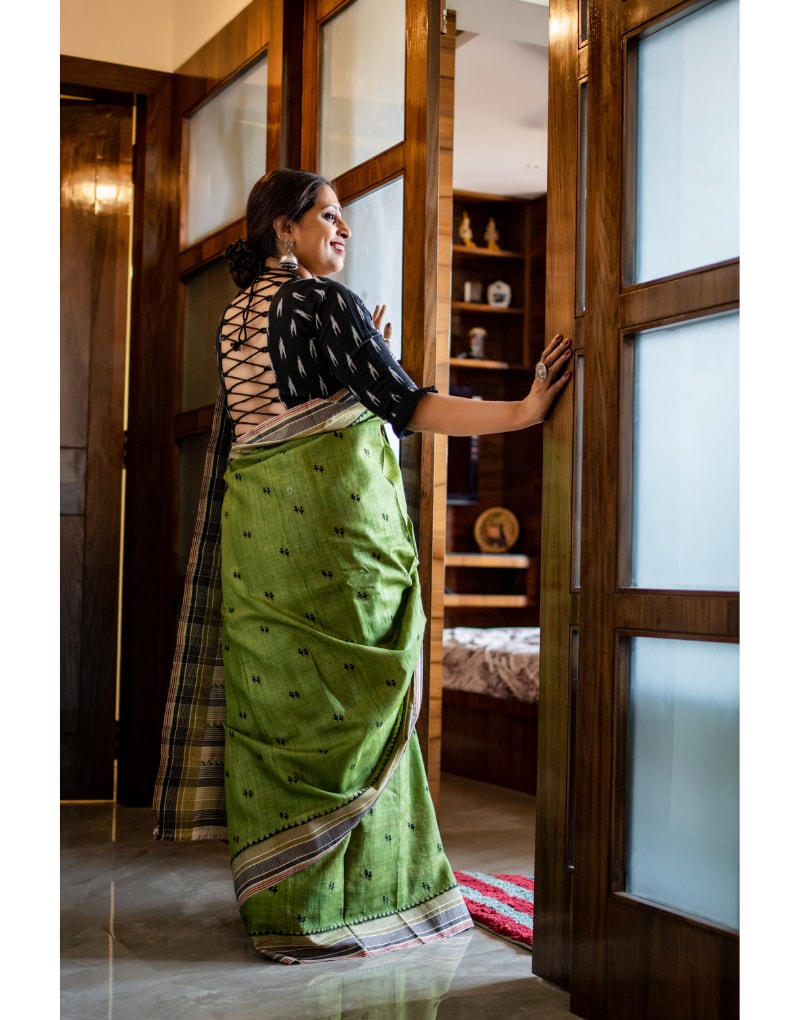 Green Tussar Silk Saree