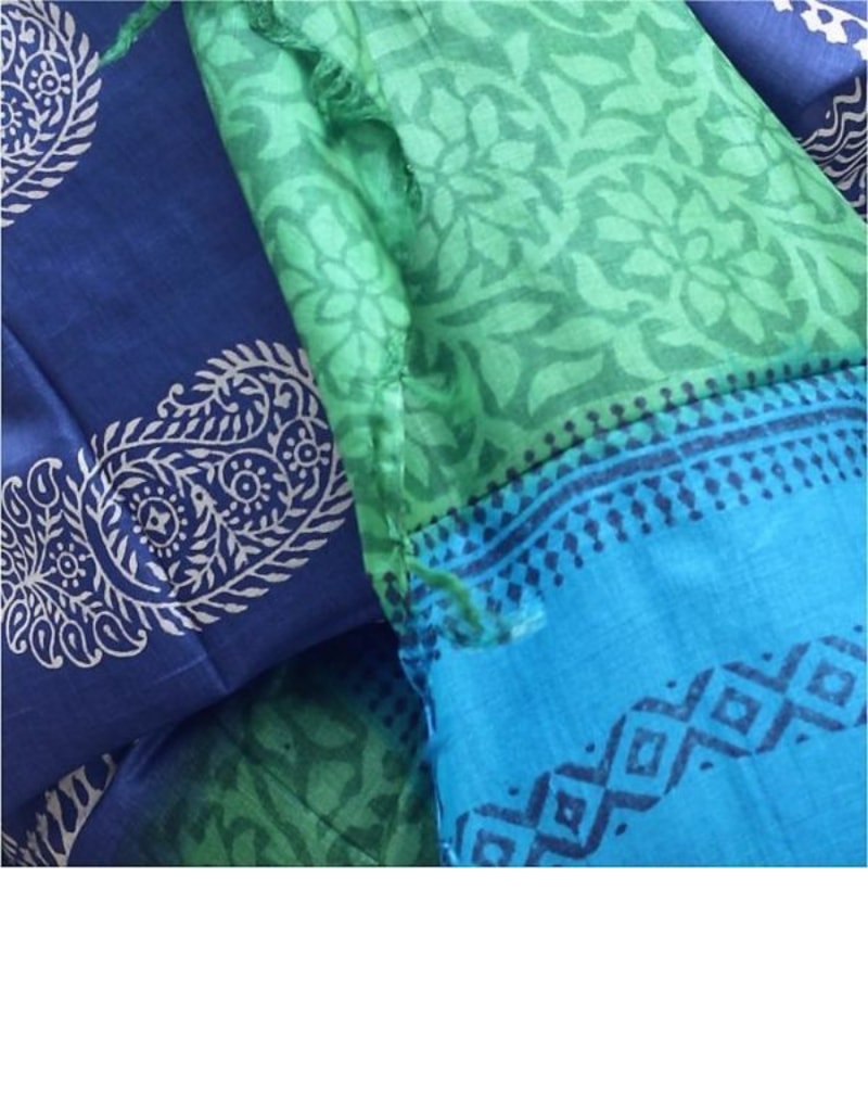 Blue Green Tussar Paisley Dupatta