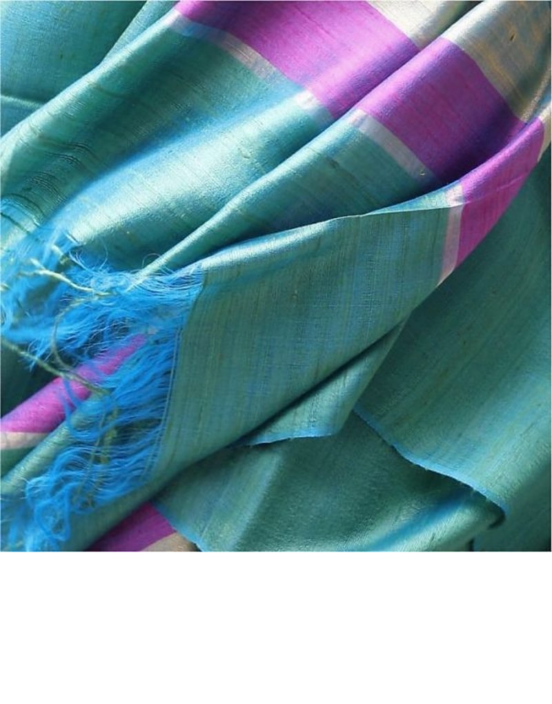 Green Dupian Silk Yellow Pink Border