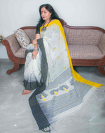 Load image into Gallery viewer, White &amp; Yellow Soft Cotton Saree
