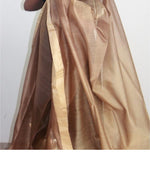 Load image into Gallery viewer, Brown Chanderi Dupatta With Gold Lotus
