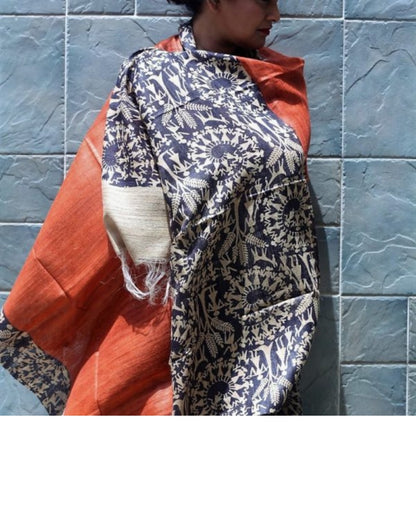 Rust Geecha Warli Print Dupatta