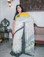 Load image into Gallery viewer, White &amp; Yellow Soft Cotton Saree
