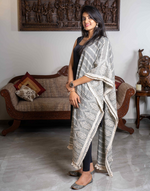 Load image into Gallery viewer, Grey and Creamy White Soft Cotton Embroidery Dupatta
