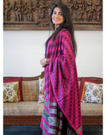 Load image into Gallery viewer, Fuschia pink &amp; steel grey Stoles with self woven pattern

