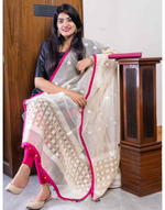 Load image into Gallery viewer, Supernet Cream &amp; Pink Dupatta
