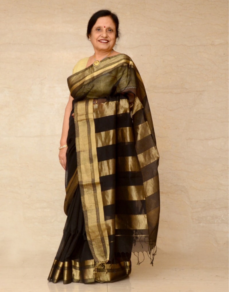 Black Maheshwari Silk Saree