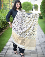 Load image into Gallery viewer, Tussar Dupatta With Black Embroidery With All Over Jaal
